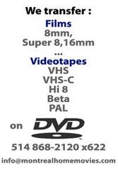  	 Transfert de films de famille 8mm,  Super 8 sur DVD ou AVI